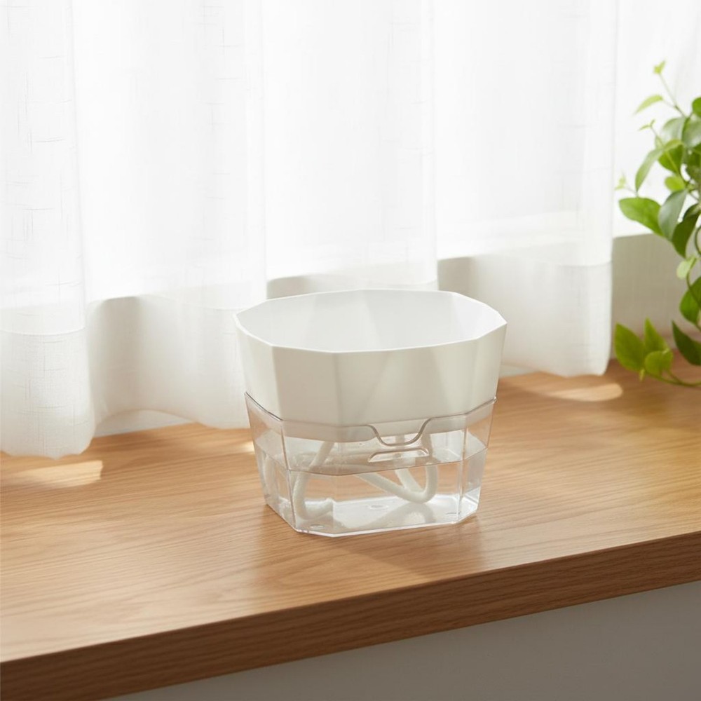 Hydroponic Bulb Vase 2-Layer Design Self-Watering Planter for Desktop,