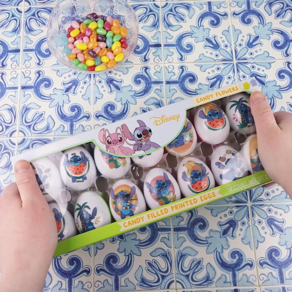 Stitch Themed Pre-Filled Plastic Easter Eggs, Assorted Hard Candies Inside, Perf