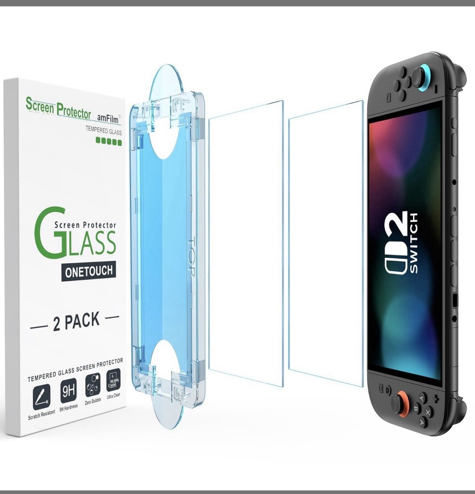 AmFilm Auto-Alignment OneTouch For Switch 2 Screen Protector [7.9'']
