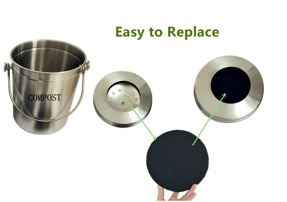 Kitchen Compost Bin Charcoal Filter 7.25 Inch Diameter Extra Thicker & Bigger...