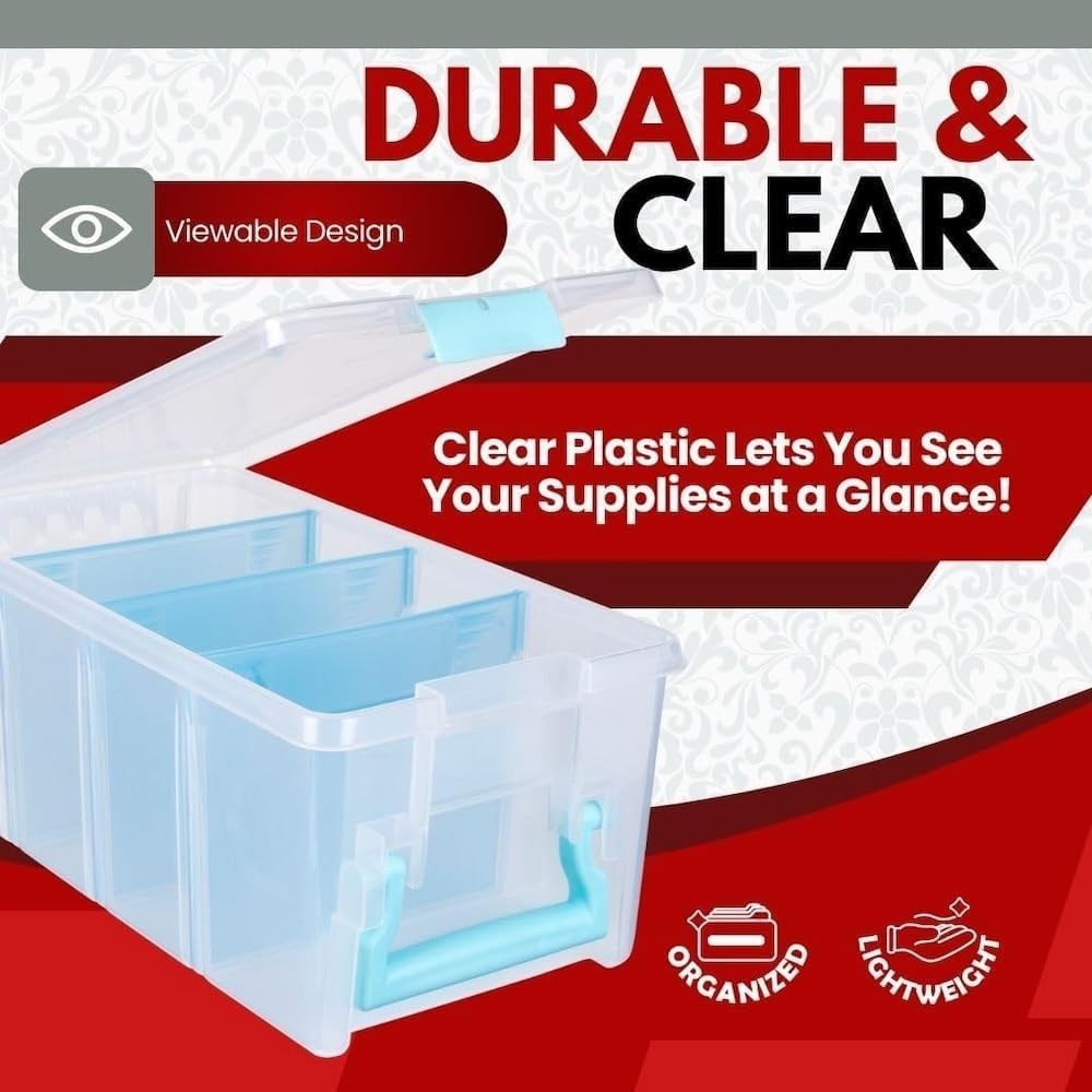 Stackable Waterproof Craft Organizer with Handle and Customizable Compartments