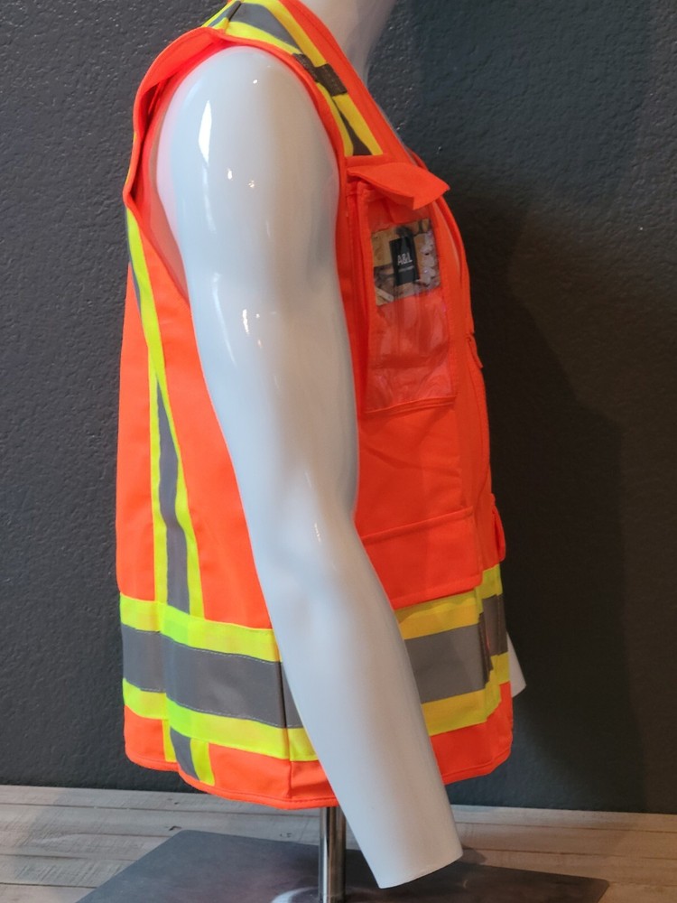 High visibility orange Two Tone Safety Vest Solid Fabric.