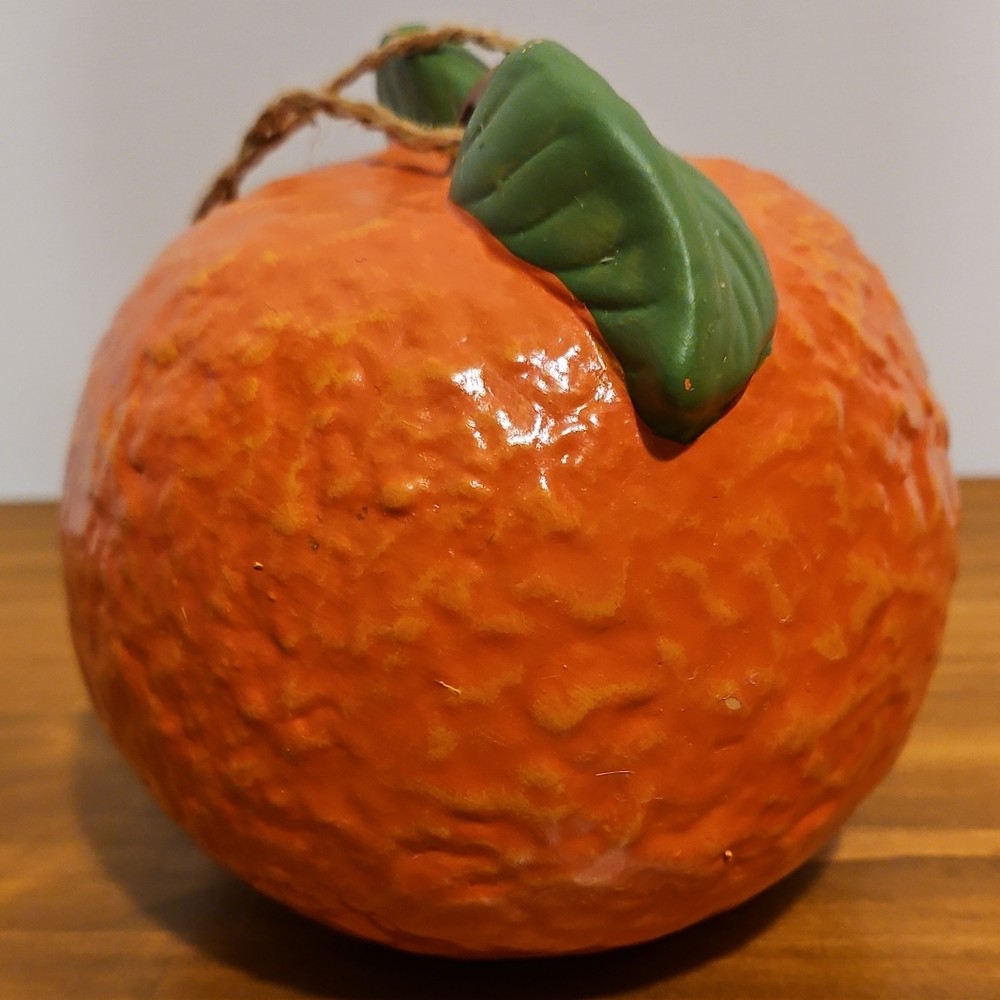 Orange Round Hanging Ceramic Bird House with Perch Decorative