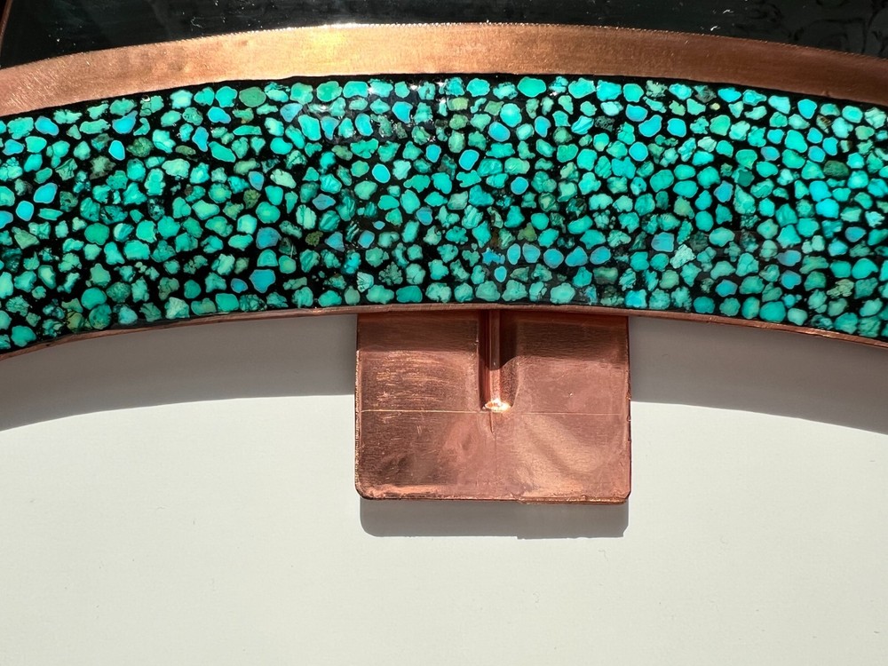 Persian Turquoise Inlay Copper Mirror