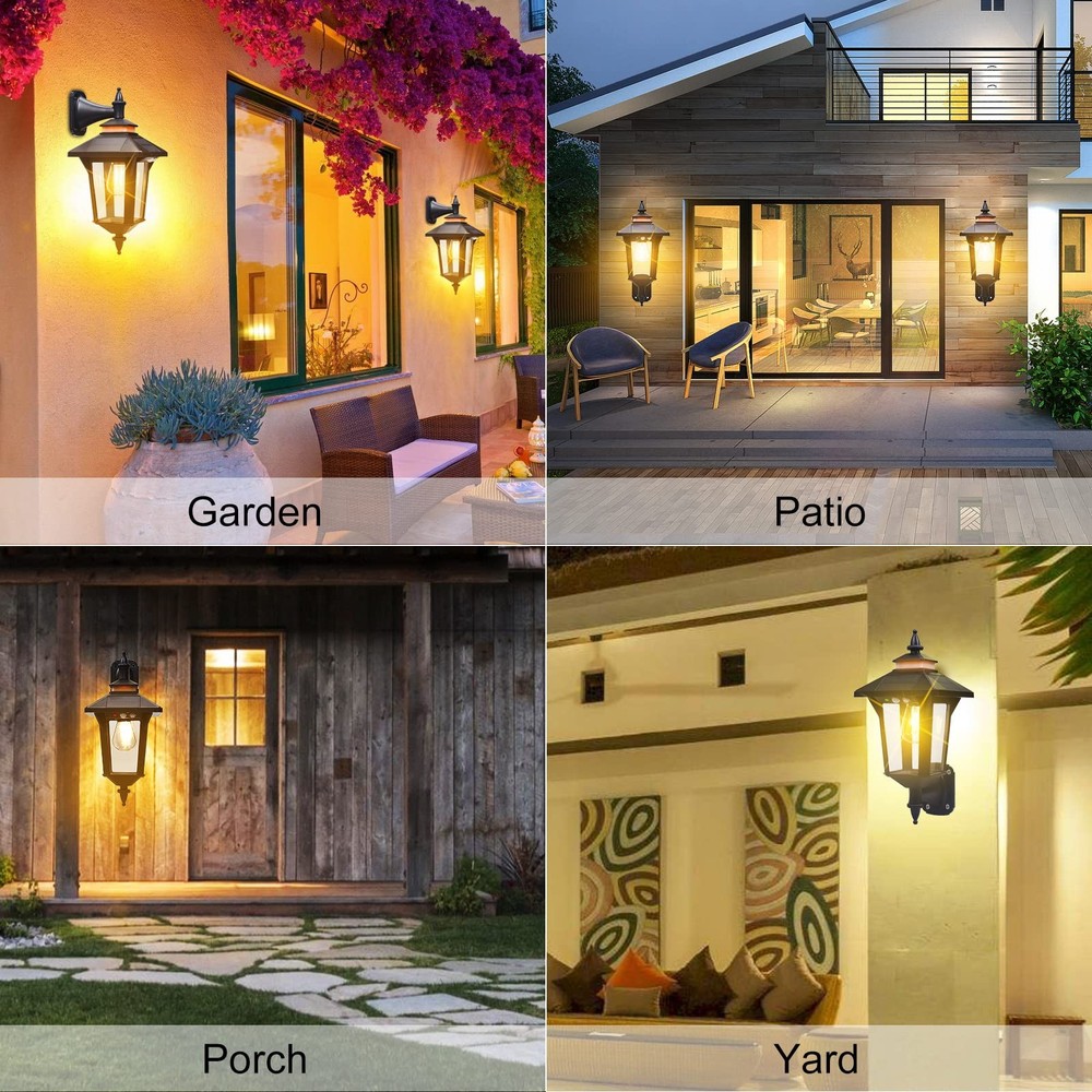 2 Pack Solar Wall Lantern Lights Outdoor with 3 (2 Pack)