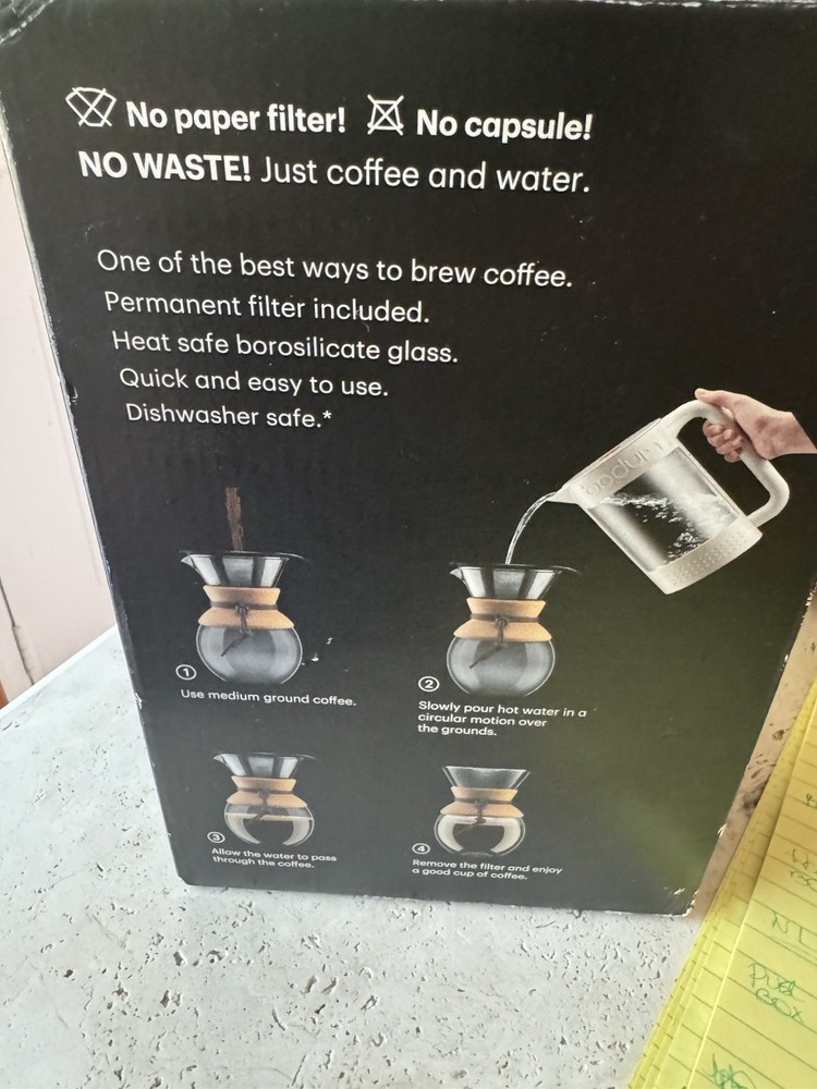 Bodum Pour Over 8 Cup Coffee Maker Mesh Perm. Filter 34 Fl. Oz - Complete