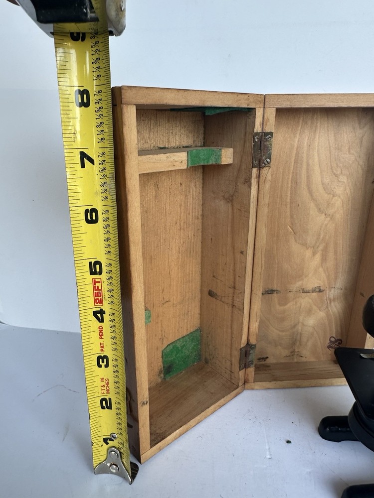 Vintage unbranded cast iron Microscope Germany Brass Black Microskope