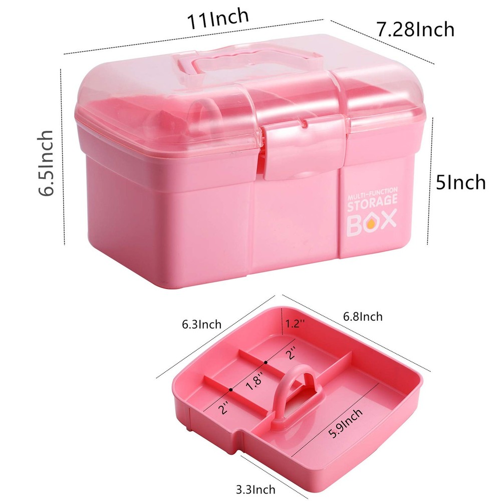 11'' Plastic Storage Box with Removable Tray, Multipurpose Organizer and Stor...