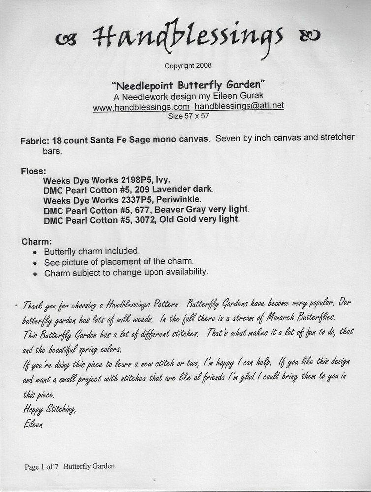 Handblessings Eileen Gurak Needlework Designs Needlepoint Snowflake Garden