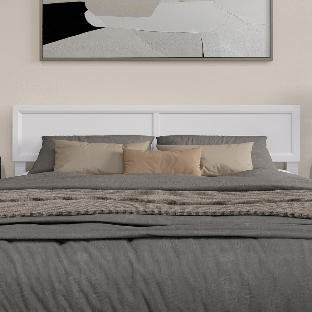 Sophia Modern Adjustable King Solid Wood Headboard in Elegant White