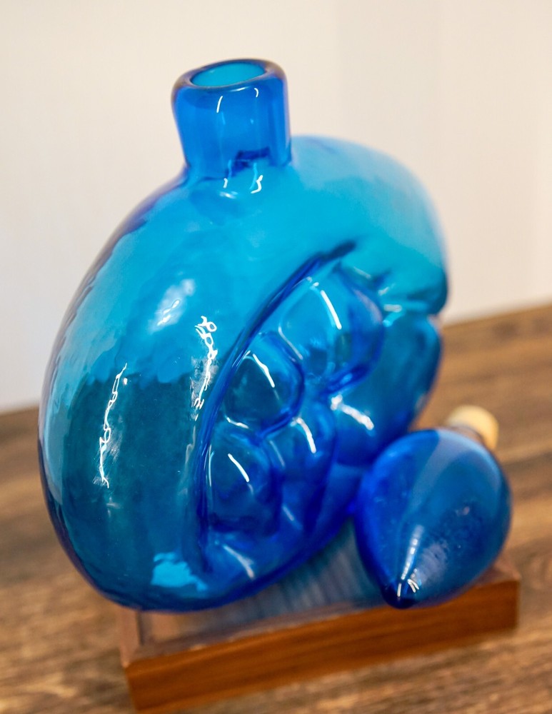 Blue BLENKO 5 Bubble Decanter By Wayne Husted #6310 Eames Era Mid Century Modern