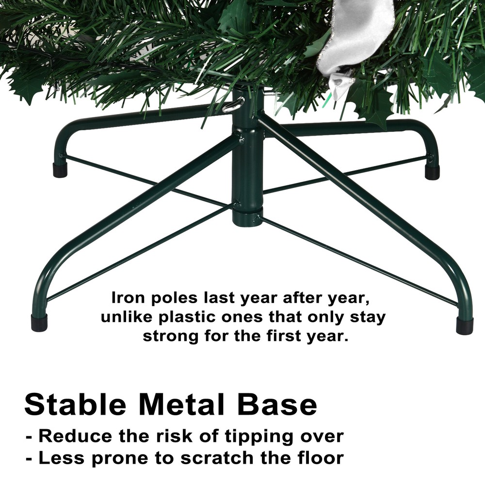 6Ft Pre-lit Pull Up Christmas Tree with Remote Fully Decorated w/ 200 LED Lights