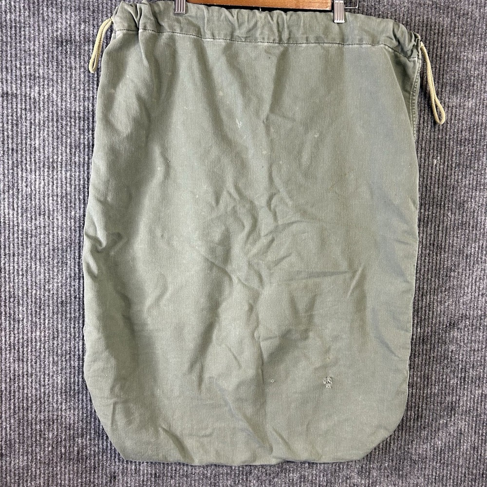 Vintage Military Laundry Bag Long 2 Green Drawstring