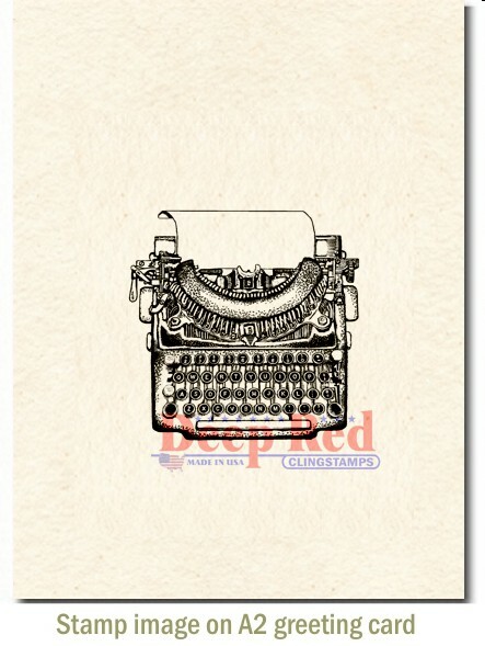Deep Red Stamps Manual Typewriter Rubber Cling Stamp