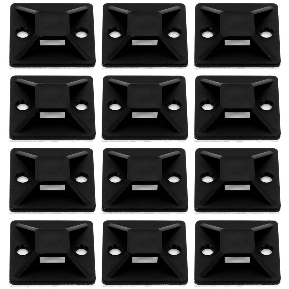 100pcs Square Self-Adhesive Cable Tie Mount Base Wire Cable Organizer (Black)