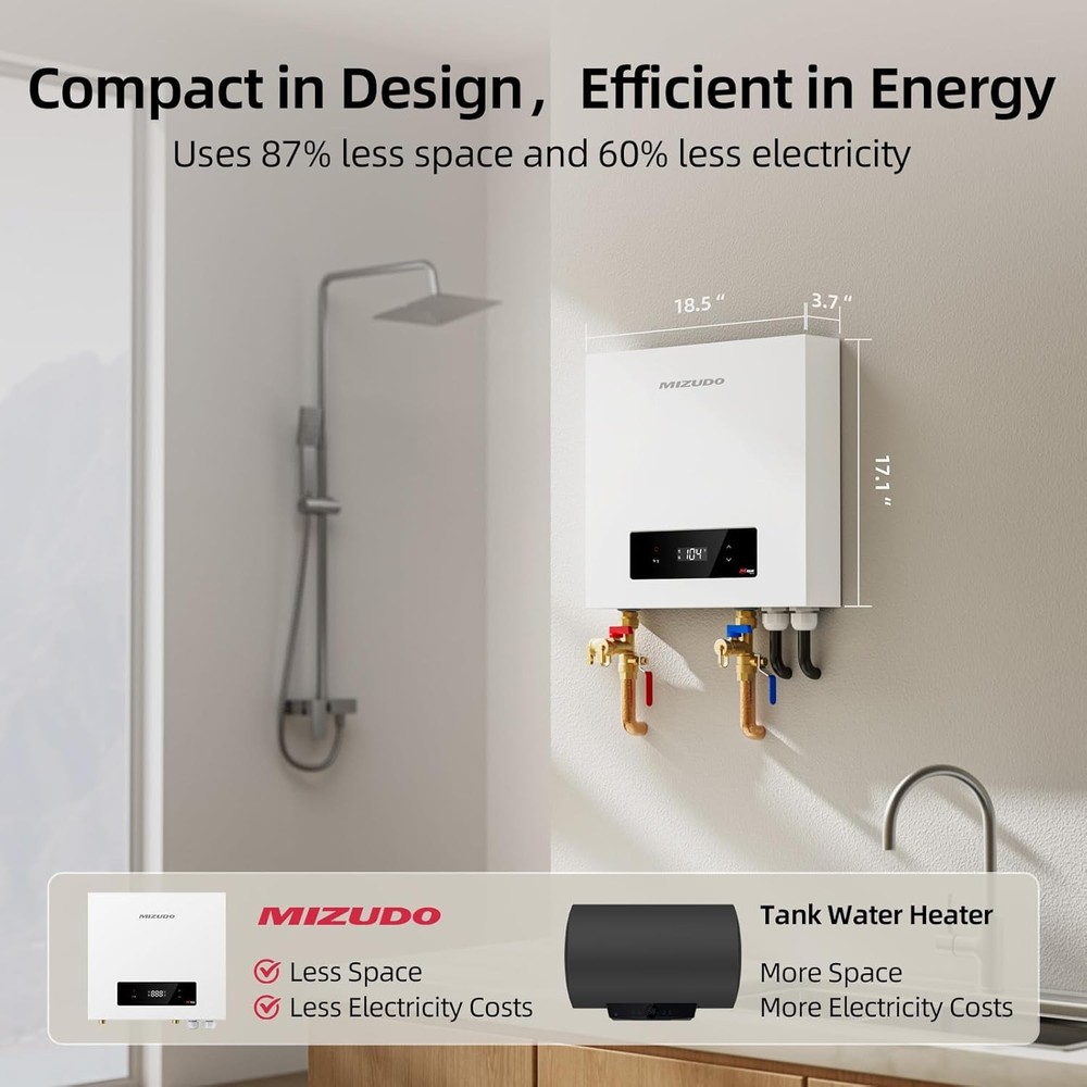MIZUDO 36kW Tankless Water Heater Electric 240V for 5-6 Points of Use 8.7GPM