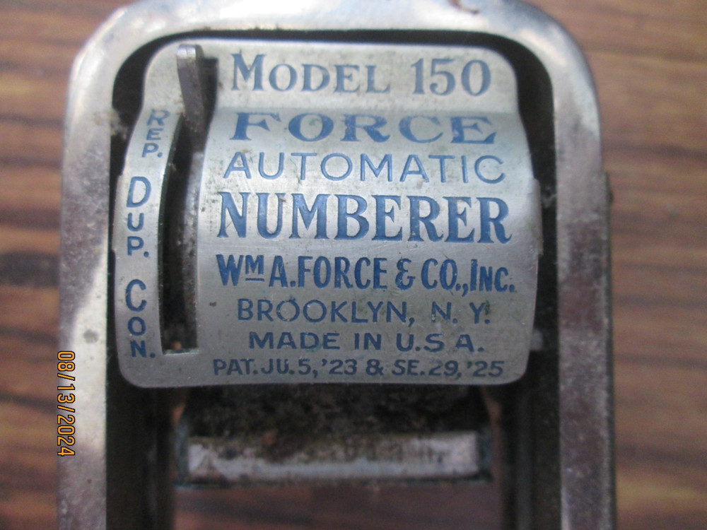 Vintage Force Model 150 Automatic Numbering Machine Demonstrator Sample Model