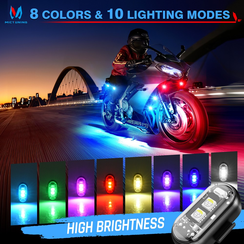 Wireless LED Strobe Lights, 12 Pcs USB Rechargeable Warning Lamp, Anti-Collision