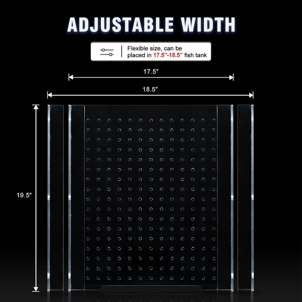 75/125G Acrylic Fish Tank Divider Adjustable Clear Panel with Suction Cups