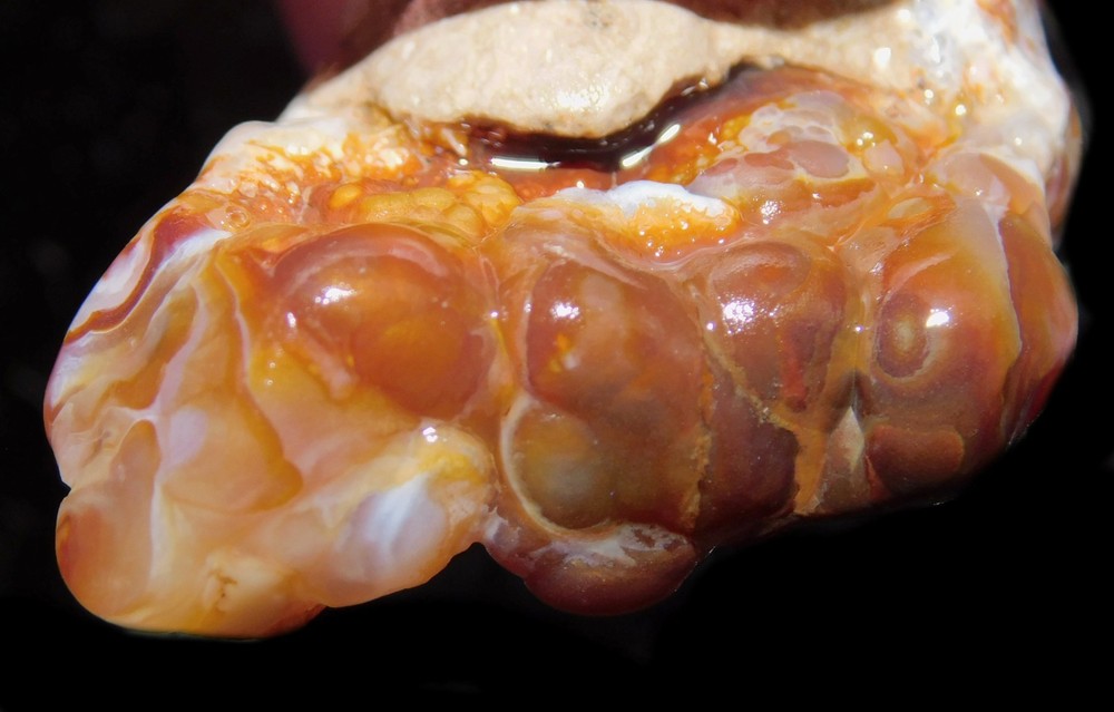 botryoidal Aguascalientes Fire Agate lapidary cabbing rough chunk Mexico 22 gram