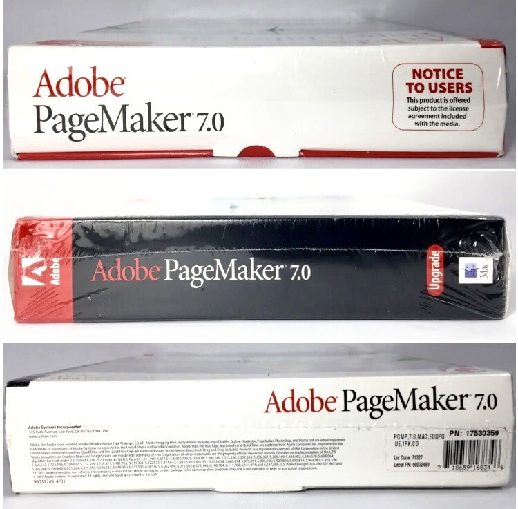 NEW Adobe PageMaker 7.0 Education UPGRADE Version - MAC New SEALED