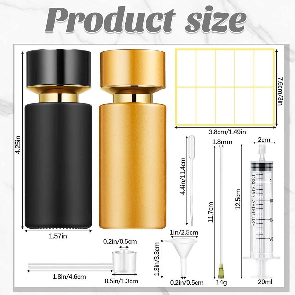 6 Pack 50 ml Glass Perfume Bottles & Refill Tools Set Travel Perfume Atomizer