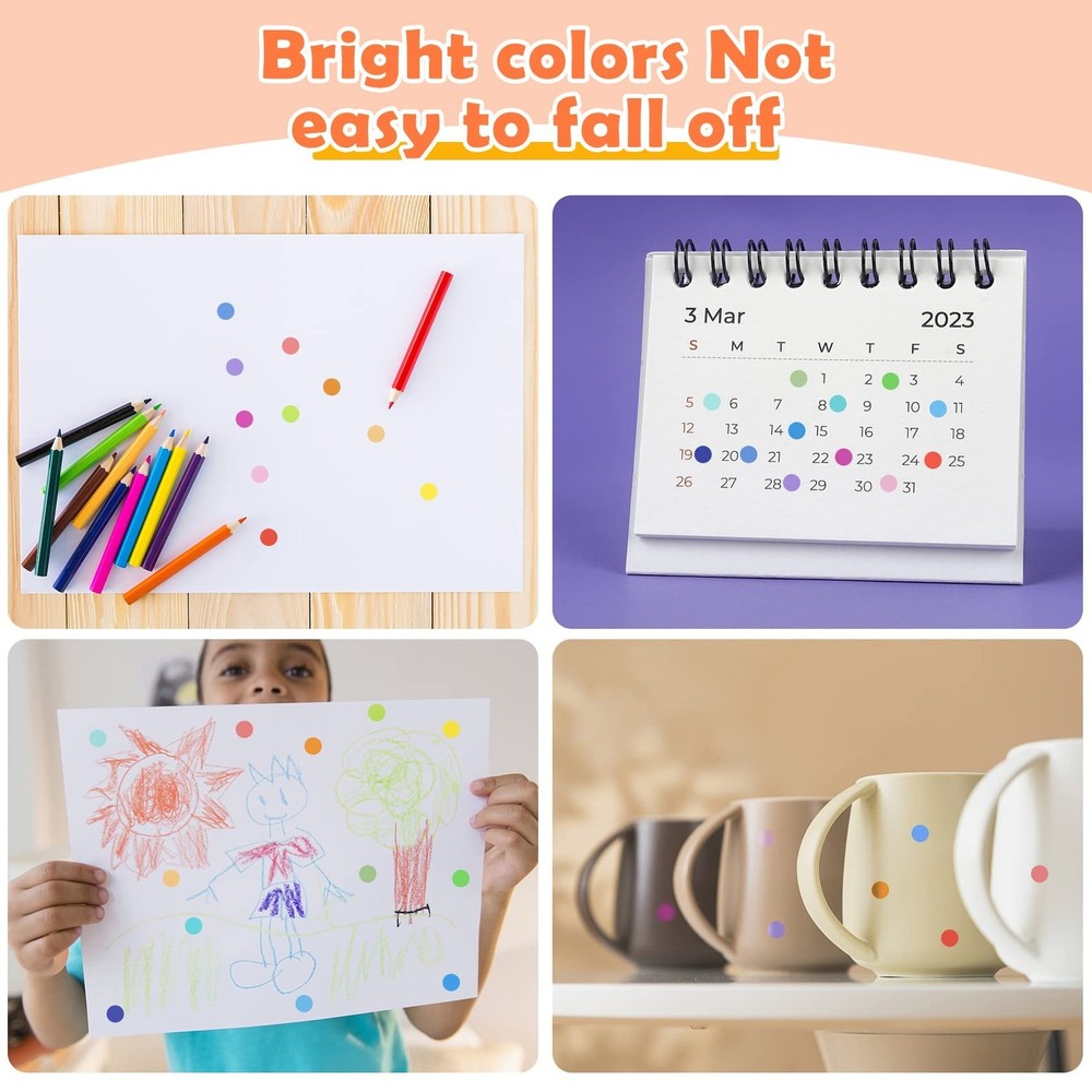 6720 PCS Small Dot Stickers Round Color Coding Labels Circle Dot Stickers Lab...
