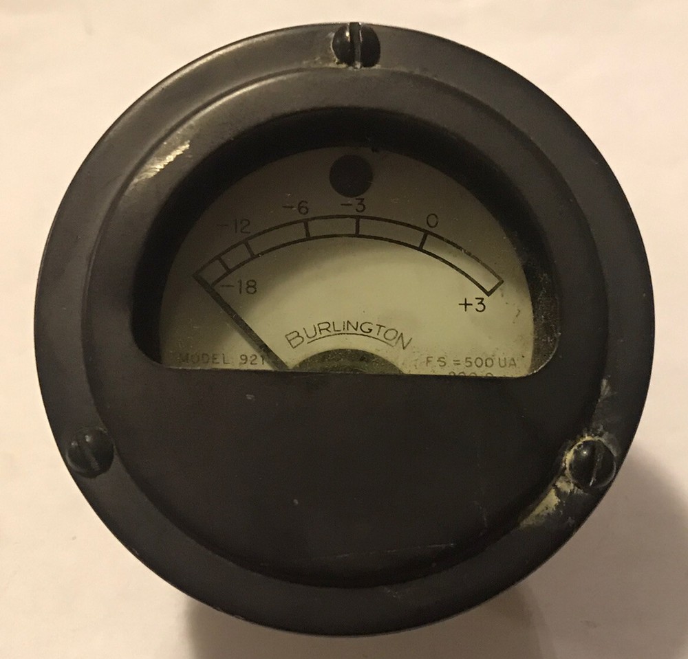 Vintage Burlington 921 Microampere Panel Meter, -18 - +3