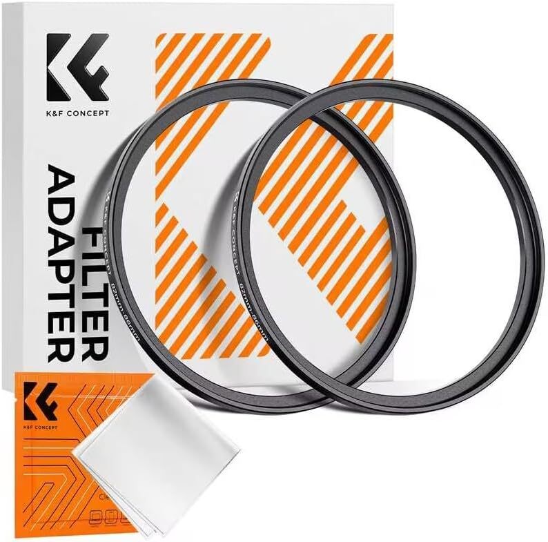 K&F CONCEPT 2 PCS Step-Up Ring Adapter Step Up Filter Ring for ND CPL UV Filter