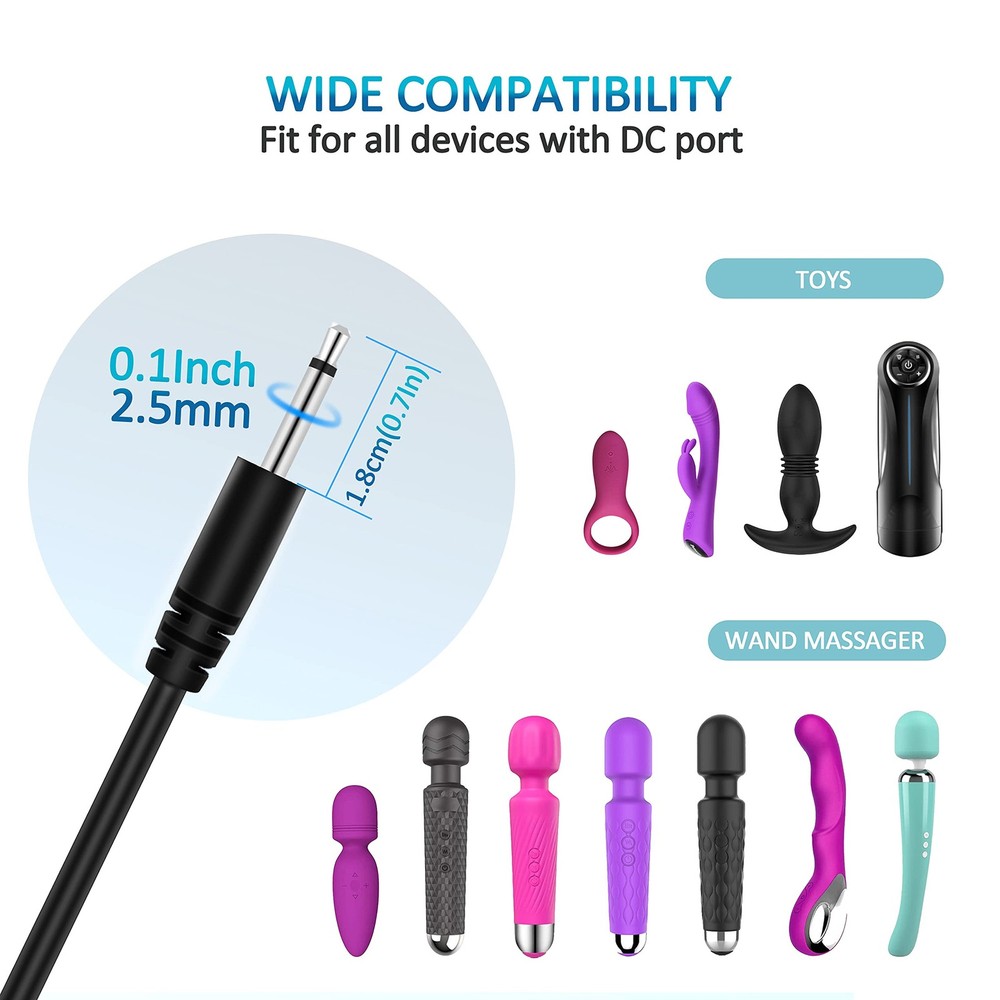 Bicmice 2.7Ft USB DC Charging Cable 2.5mm Charger Cord White+Black-2 PACK