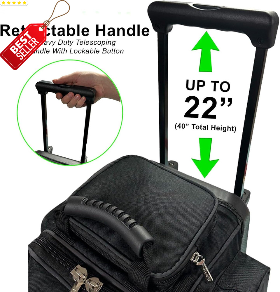 Deluxe Double Roller 2 Ball Bowling Bag Shoe Compartment Accessory Pockets US
