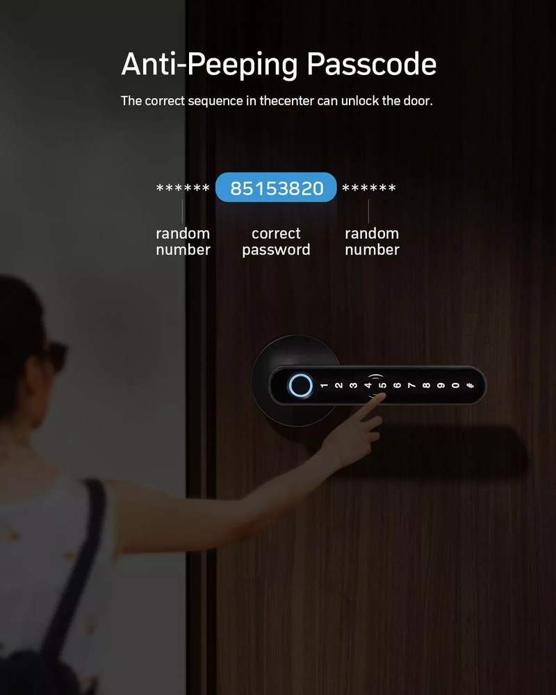 Smart Door Lock Fingerprint Keyless Entry with Handle Bluetooth APP Biometric
