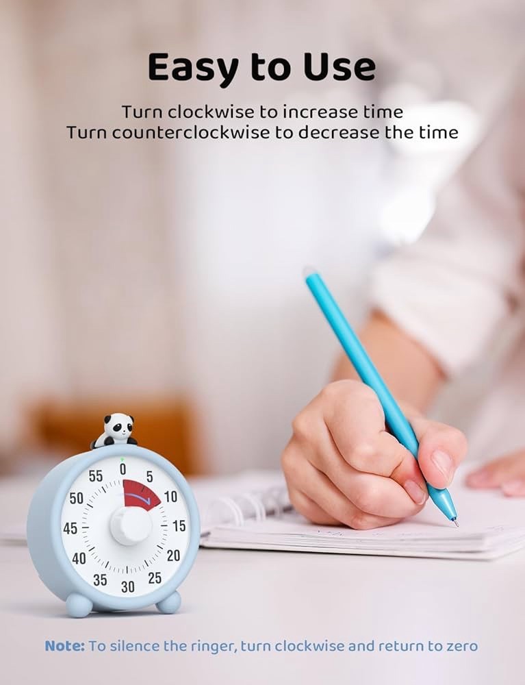 Visual Timer 60 Minute Countdown Silent Rechargeable Time Management Clock