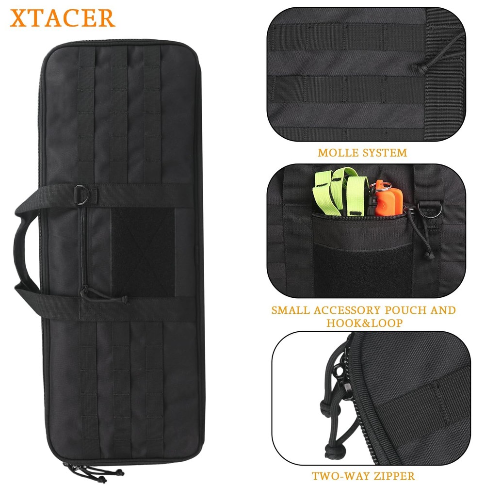 Tactical Bow Case MOLLE Recurve Takedown Bow Case Fully Padded Case (Black)
