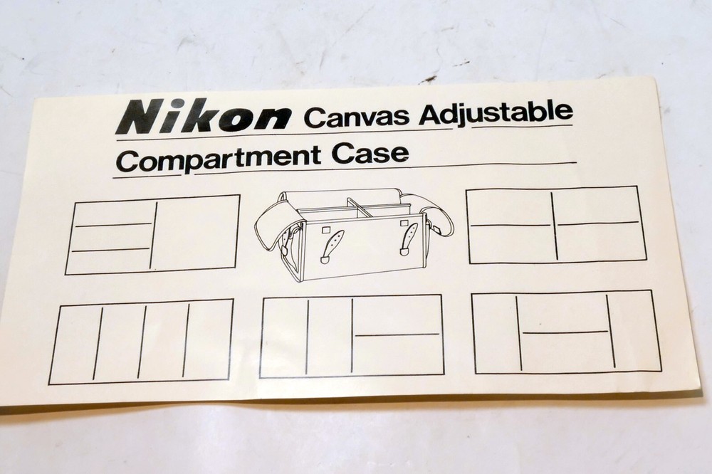 guide owner's manual for Nikon Canvas Adjustable Compartment Case