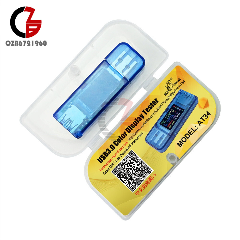 AT34 USB 3.0 Voltage Current Battery Capacity Meter Tester Voltmeter Ammeter