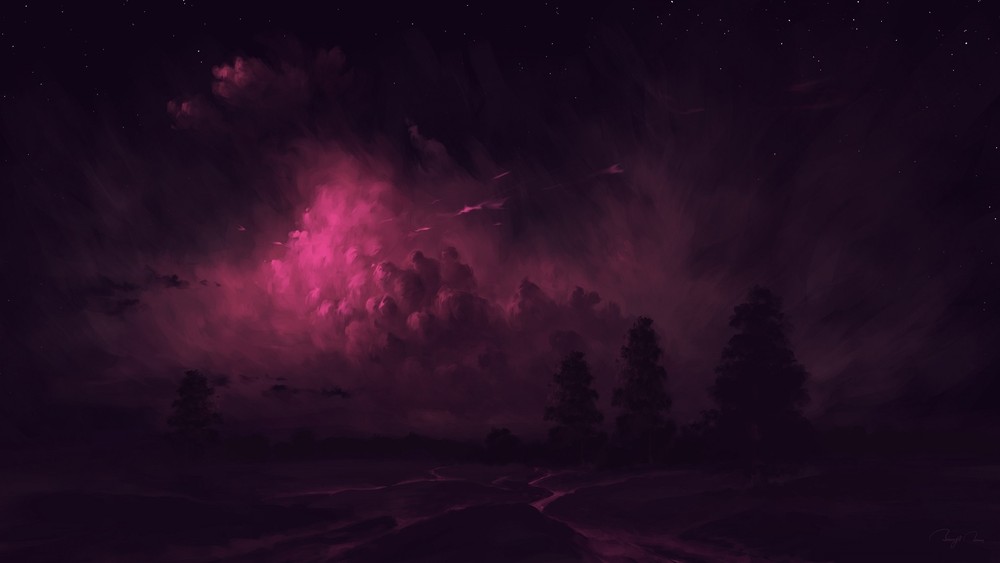 Landscape  art night clouds Custom Gaming Mat Desk