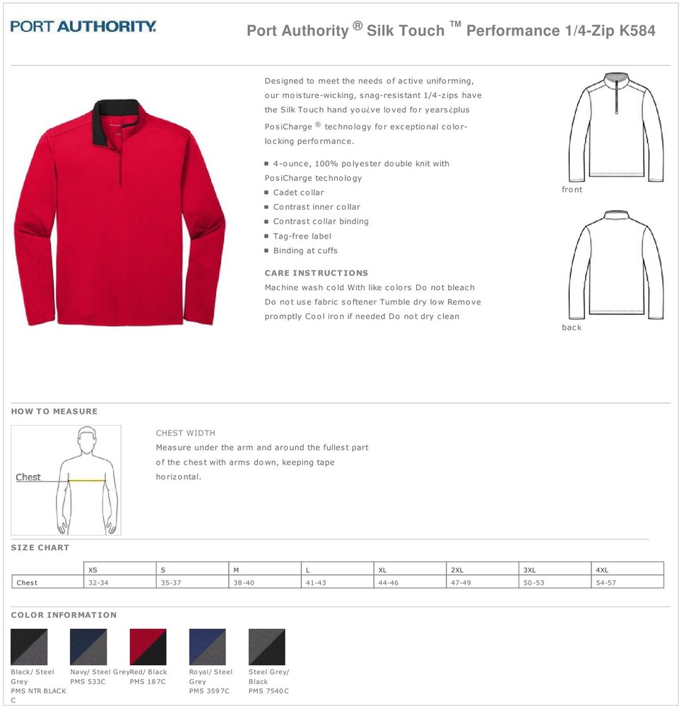 Port Authority Silk Touch Performance 1/4-Zip K584