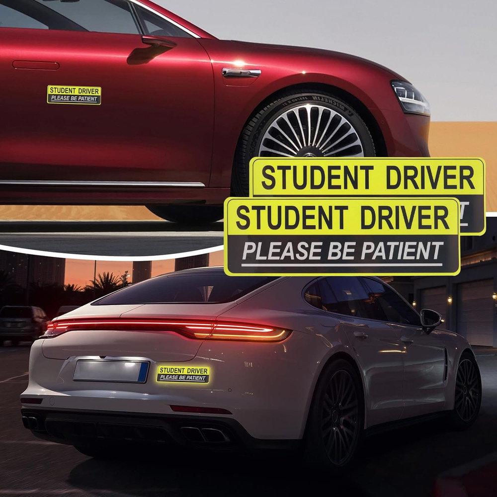 2PCS Student Driver Magnet for CarReflective Student Driver Sticker Magnet for