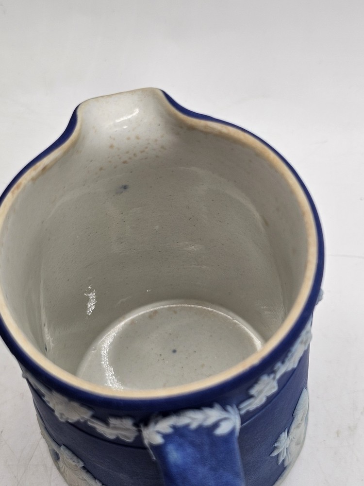 Wedgewood Jasperware Blue And White 4" Creamer Victorian Ornate Boho