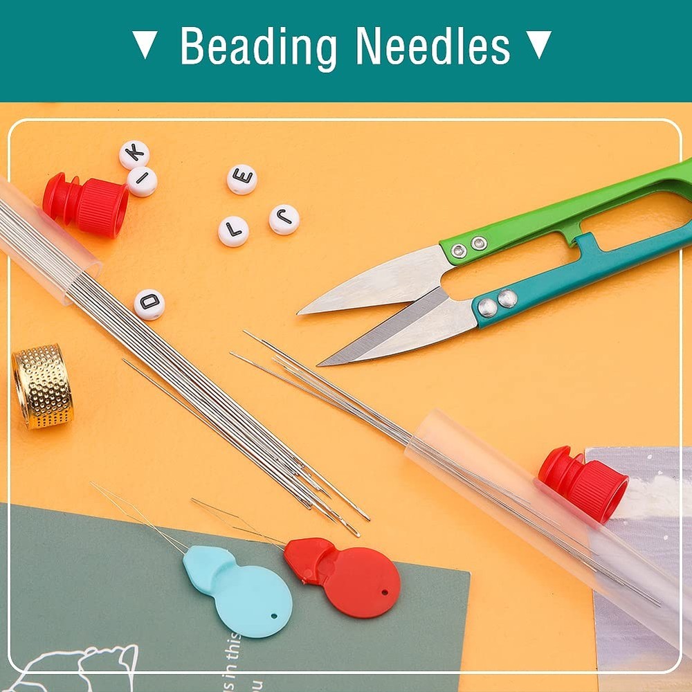 UOOU 28 Pcs Beading Needles Set Include 20 Long Straight silver