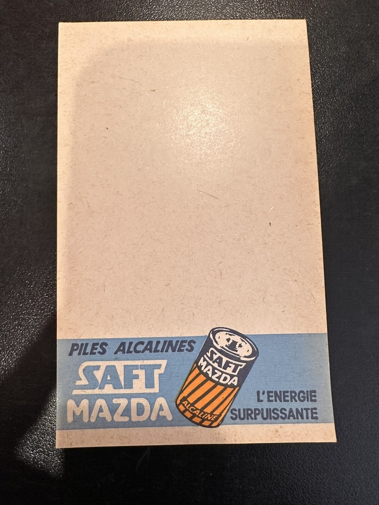 Rare Small Advertising Notebook Notepad Mazda Batteries