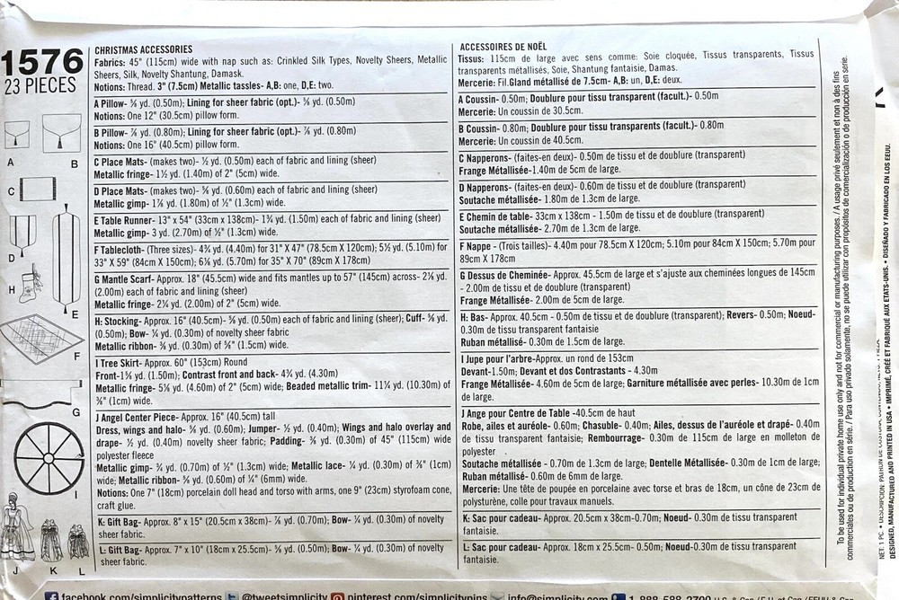 Simplicity 1576 Christmas Accessory Pattern Designed by Teri One Size Uncut