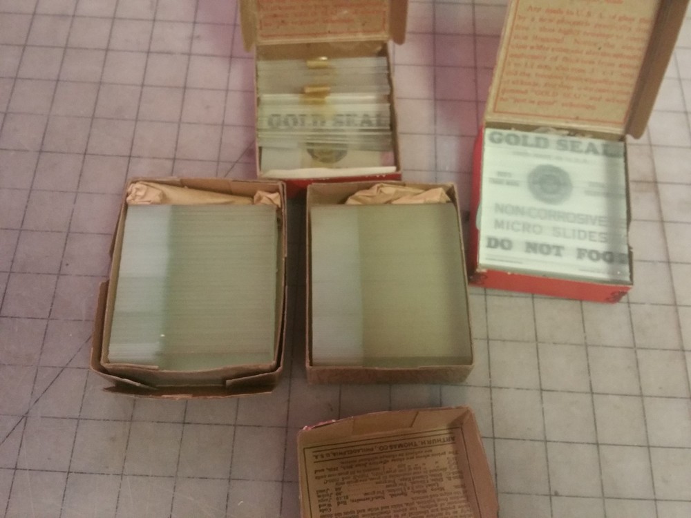3x1" micro slides - Vintage Gold Seal & Arthur Thomas - As pictured