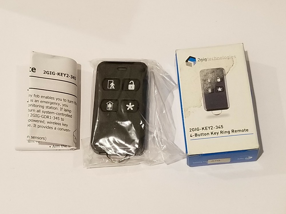 NEW 2GIG TECHNOLOGIES 4 BUTTON KEY RING REMOTE 2GIG-KEY2-345