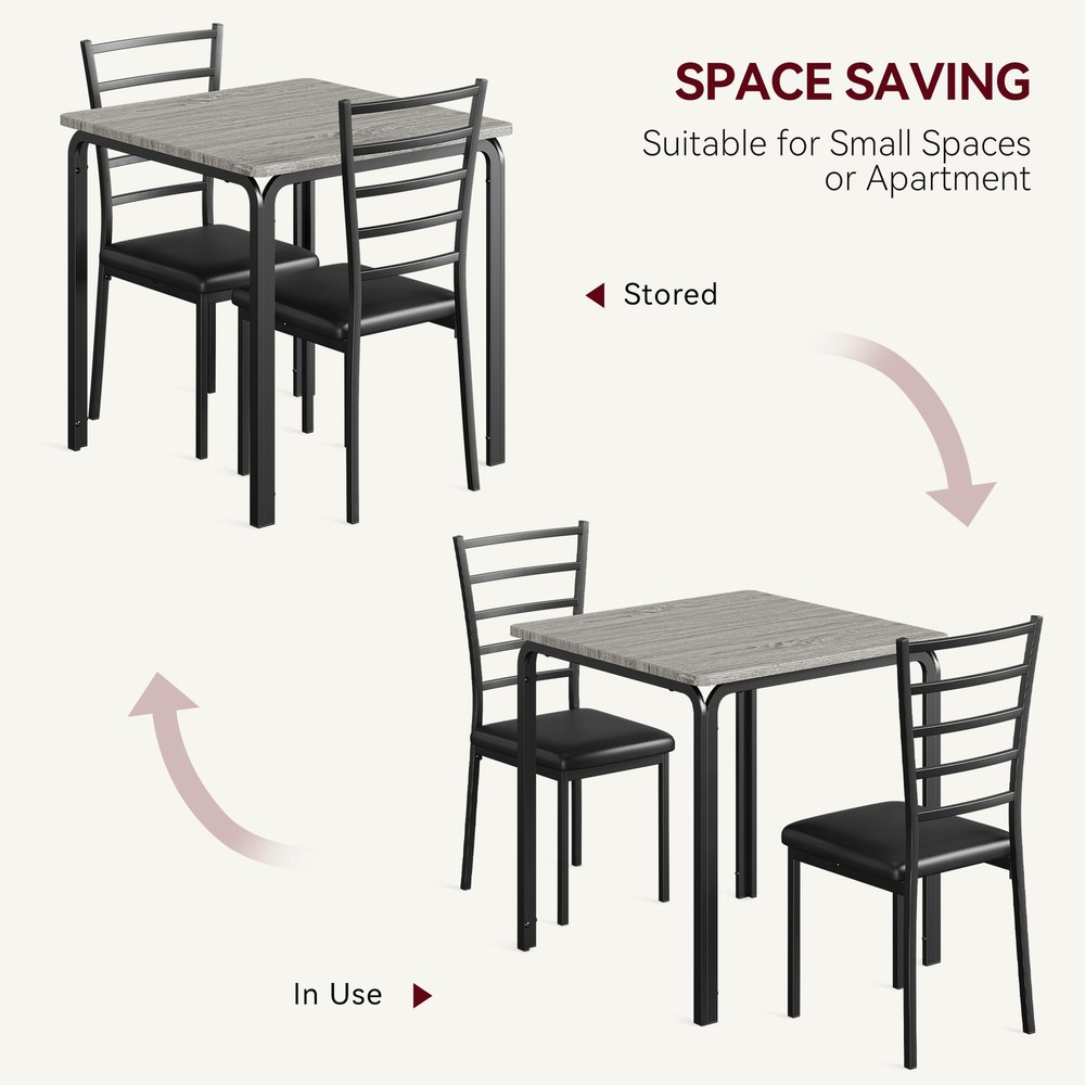 3 Piece Dining Table Set for 2,Wood Modern Kitchen Table and Chairs Dinette Set
