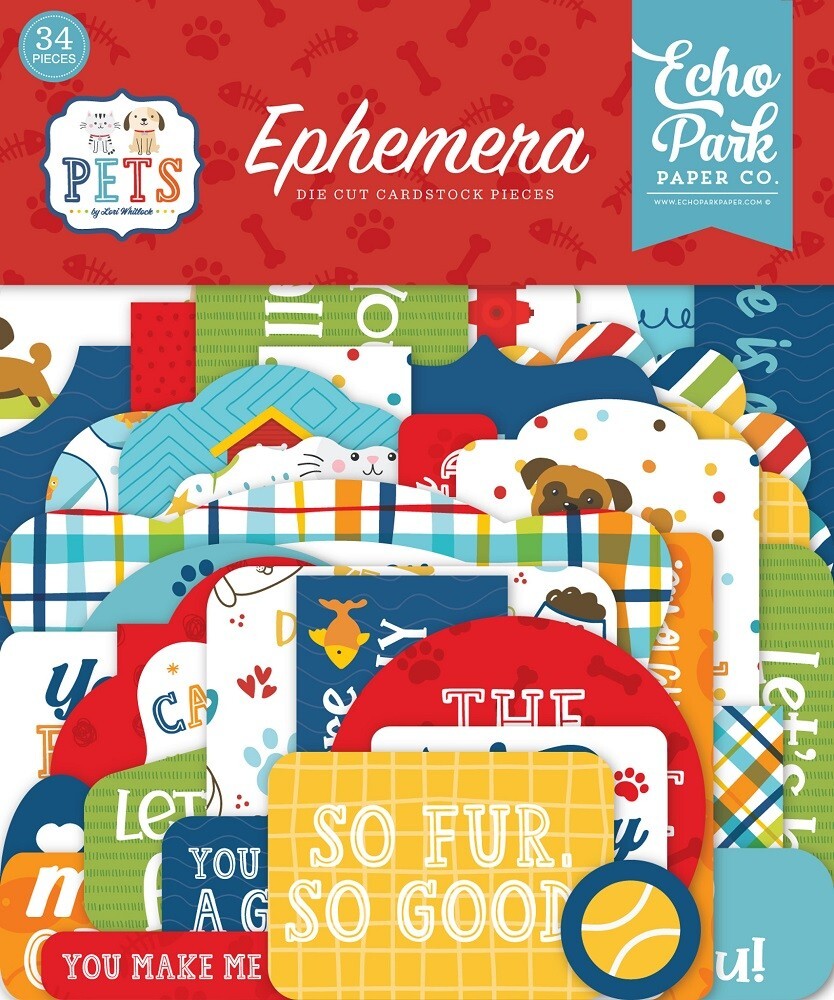 Echo Park PETS *2 Packs* Ephemera Die Cuts + Frames & Tags 68p Cat Dog