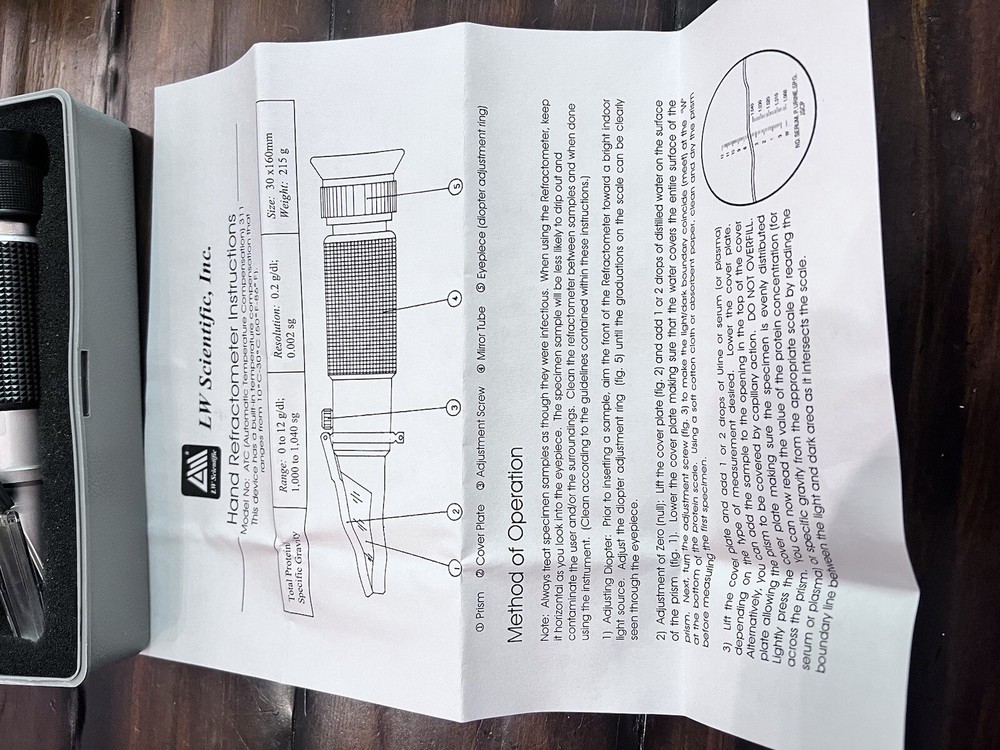 LW SCIENTIFIC Hand Refractometer ATC Automatic Temperature Compensation 311