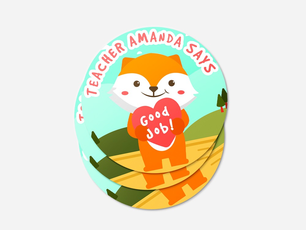 Personalised teacher round sticker labels, custom stickers
