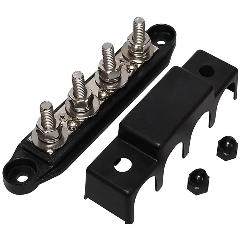 Replacement 5/16" 4 Stud Power and Ground Distribution Block with Cover M8